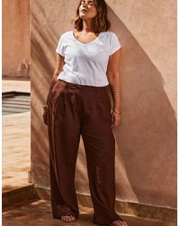 Live Unlimited London - Chocolate Linen Blend Tailored Trouser - Lyst