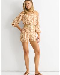 Gini London - Abstract Belted Bardot Viscose Playsuit - Lyst