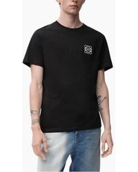 Loewe - T-Shirts Two-Tone Anagram Embroidery Crew Neck Regular Fit Cotton Tee - Lyst