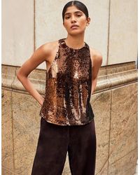 Ro&zo - Sequin Halter Neck Top - Lyst