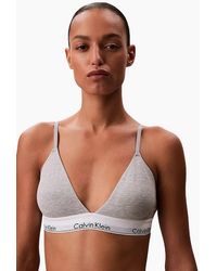 Calvin Klein - Icon Cotton Modal Lightly Lined Triangle Bra, Heather - Lyst