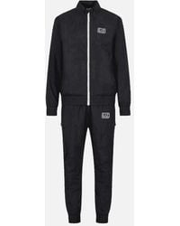 EA7 - Zip Up Funnel Neck Rubberised Logo Tracksuit - Lyst