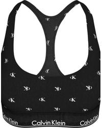 Calvin Klein - Diamond Logo Print Unlined Bralette - Lyst