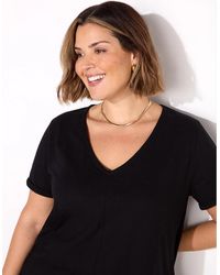 Live Unlimited London - Cotton Slub V-Neck T-Shirt - Lyst