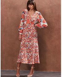 Ro&zo - Poppy Print Tie Back Tea Dress - Lyst
