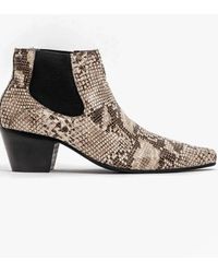 Club Cubano - Mccartney Leather Winklepicker Cuban Heel Boots Python - Lyst