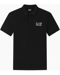 EA7 - Concealed Button Up Rear Logo Polo Shirt - Lyst