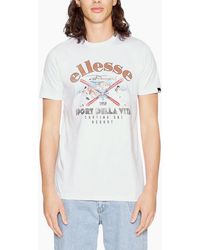 Ellesse - Printed T Shirts Crew Neck Short Sleeve Cotton Tee Summer Beach Top - Lyst