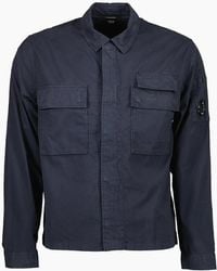 C.P. Company - Gabardine Half Zip Lens Overshirt - Lyst