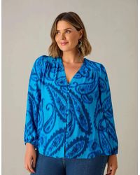 Live Unlimited London - Paisley V-Neck Button Blouse - Lyst