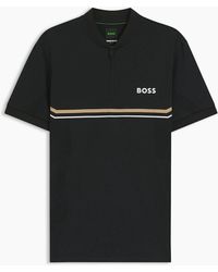 BOSS - Wordmark Graphic Zip Neck Band Collar Slim Fit Polo T-Shirt - Lyst