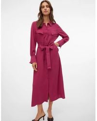 Vero Moda - Olla Collared Neck Midi Dress - Lyst