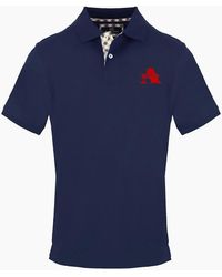 Aquascutum - Embroidered Collared Neck Short Sleeve Polo Shirt - Lyst