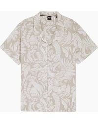 BOSS - Straight Fit Patterned Beach Shirt - Lyst