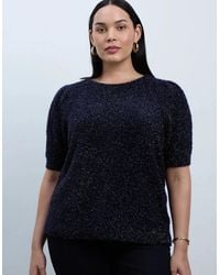 Live Unlimited London - Sparkle Knitted Short Sleeve Jumper - Lyst
