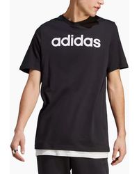 adidas - Essentials T Shirts Crew Neck Single Jersey Linear Embroidered Logo - Lyst