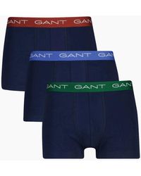 GANT - 3-Pack Contrast Waistband Boxer Trunks, W/ /Burgundy - Lyst