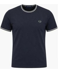 Fred Perry - Twin Tipped T-Shirt Dark Airforce/Ecru/Seagrass - Lyst