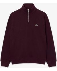 Lacoste - Zippered Stand-Up Collar Cotton Sweatshirt - Lyst
