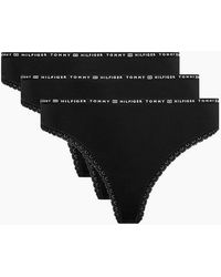 Tommy Hilfiger - 3-Pack Lace Trim Microfibre Thongs - Lyst