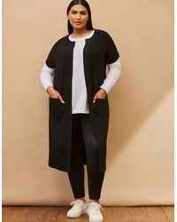Live Unlimited London - Ribbed Neck Longline Cardigan - Lyst