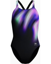 Speedo - Ladies Placement Printed Powerback One Piece Swimsuit - Lyst
