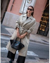 Gini London - Sage Double Breast Longline Belted Trench Coat - Lyst