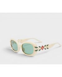 CASABLANCA - Acetate Metal Oval Sunglasses Laurel Detail Cream Laurel - Lyst