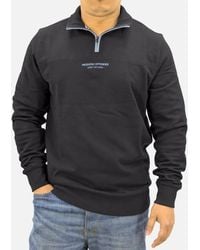 Weekend Offender - Sweatshirt Quarter Zip Pullover Plain Jumper Cotton - Lyst