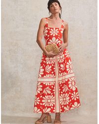Ro&zo - Petite Raya Floral-Print Square-Neck Cotton Dress - Lyst