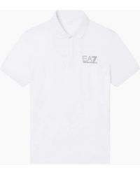 EA7 - Concealed Button Up Rear Logo Polo Shirt - Lyst