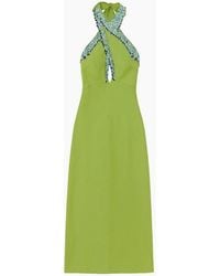 Ro&zo - Halter Bead-Fringe Linen Blend Dress - Lyst