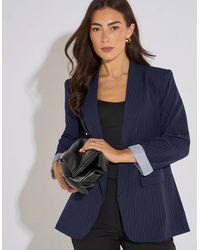 Gini London - Stripe Contrast Sleeve Edge To Edge Blazer - Lyst
