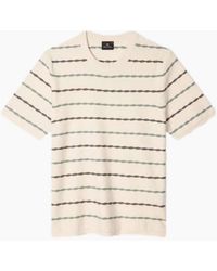 Paul Smith - Ps Striped Knitted T-Shirt 04 Ivory - Lyst