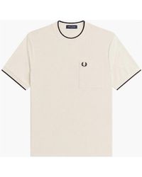 Fred Perry - Pocket Detail Piqué T-Shirt Ecru - Lyst