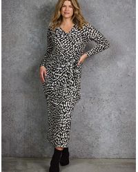 Live Unlimited London - Animal Print Tie Side Jersey Dress - Lyst