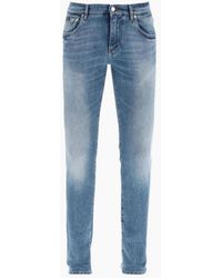 Dolce & Gabbana - Logo Plaque Skinny-Fit Cotton Jeans - Lyst