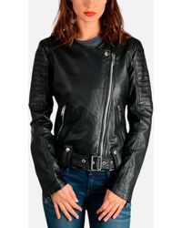DIESEL - L Made Biker Jacket Leather Long Sleeve Ladies Zip Up Coat - Lyst