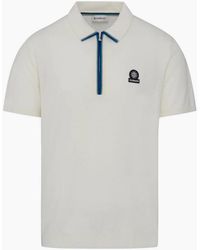 Sandbanks - Colour Stripe Knitted Zip Polo S1-26 Vanilla - Lyst