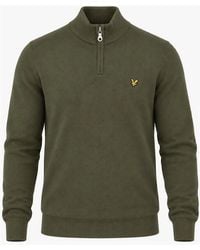 Lyle & Scott - Lyle & Scott Cotton Merino Quarter Zip Jumper Khaki Ash - Lyst