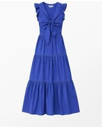 Ro&zo - Petite Cobalt Tie Front Poplin Dress - Lyst