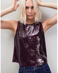 Ro&zo - Burgundy Sequin Shell Top - Lyst
