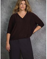 Live Unlimited London - Bronze Sparkle Jersey V Neck Top - Lyst