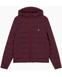 Lyle & Scott - Lyle & Scott Branded Burgundy Hooded Puffer Jacket - Lyst
