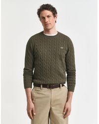 GANT - Cotton Cable Knit Crew Neck Jumper - Lyst