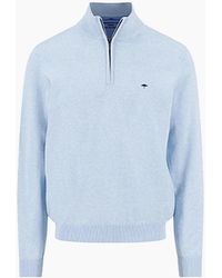 Fynch-Hatton - Fynch-Hatton Troyer Half Zip Knitwear New Breeze - Lyst