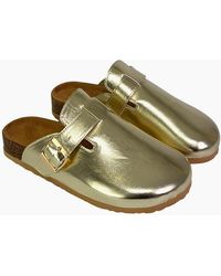 XY London - Ladies Lucy Metallic Cork Slip-On Mules - Lyst
