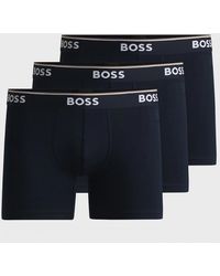 BOSS - Boss Power Three Pack Stretch Cotton Boxer Briefs With Logos - Lyst