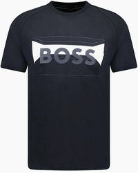 BOSS - Cotton-Blend Regular-Fit T-Shirt With Logo Artwork - Lyst