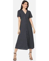 Dorothy Perkins - Ladies Spotted Button Through Flutter Midi Dress - Lyst